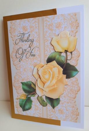 Roses on Lace - Cream on Peach - Thinking of You by Anne Jackson