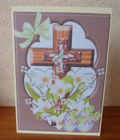 Easter Cross with White Lillies and Chocolate Eggs A4 by Anne Jackson