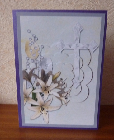 Easter Lilies with Cross Scalloped Pyramid by Anne Jackson