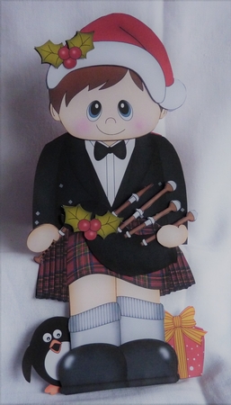 3D On the Shelf Card Kit - Christmas Scottish Bagpipe Player by Anne Jackson