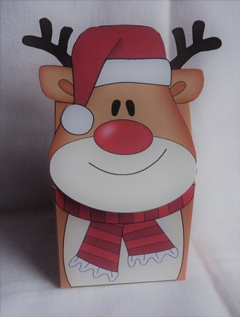3D Christmas Rudolph Milk Carton Gift or Treat Box by Anne Jackson