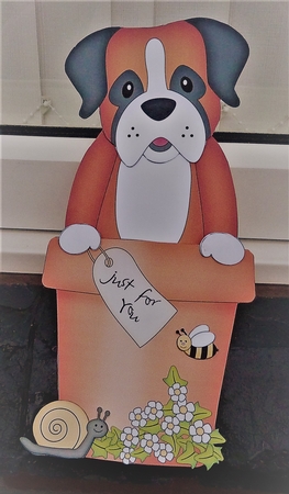 3D On the Shelf Card Kit - Flower Pot Friends Little Boxer Dog Bruiser by Anne Jackson