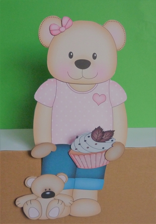 3D On the Shelf Card Kit - Cute Little Livvy Bear has a Cupcake by Anne Jackson