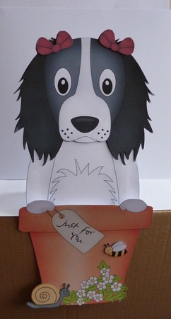 3D On the Shelf Card Kit - Flower Pot Friends Little Springer Spaniel Dog Ludo by Anne Jackson