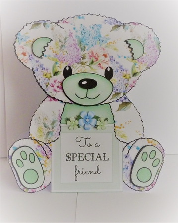Beth  - A Frame Floral Teddy Bear Card by Anne Jackson