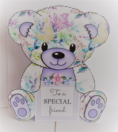 Brenna  - A Frame Floral Teddy Bear Card by Anne Jackson