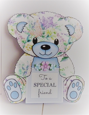 Stephie  - A Frame Floral Teddy Bear Card by Anne Jackson