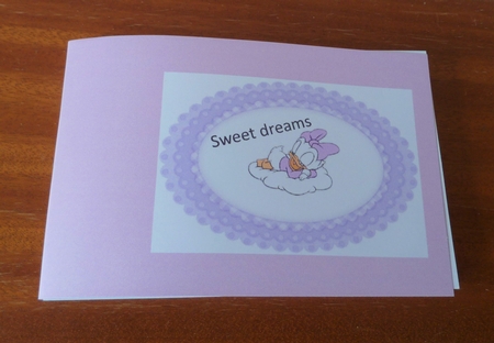 sweet dreams little duck in lilac on a cloud with bow A5 insert by Anne Jackson