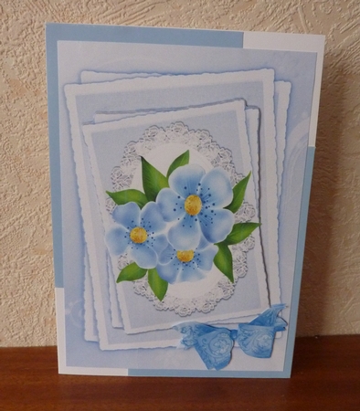 pretty bow with blue flowers on lace A5 by Anne Jackson