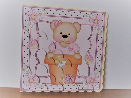 Flower Pot Friends Cute Little Livvy Bear Scalloped Corner Stacker by Anne Jackson