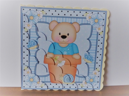 Flower Pot Friends Cute Little Austin Bear Scalloped Corner Stacker by Anne Jackson