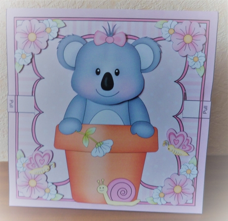 3D Animated Moveable Wobble Head Card Kit - Flower Pot Friends Little Koala Bear Kitkat by Anne Jackson