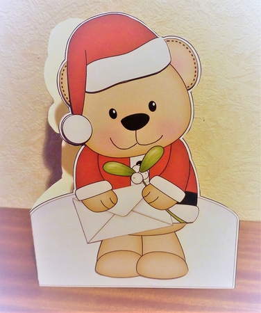 3D Shaped Christmas Card Kit  - Livvy Bear has a Christmas Card & Mistletoe by Anne Jackson