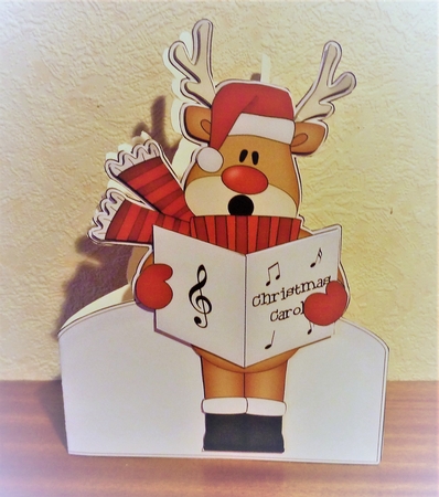3D Shaped Christmas Card Kit  - Rudolph is Carol Singing by Anne Jackson