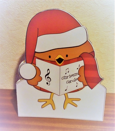 3D Shaped Christmas Card Kit  -  Bobbin Robin is Carol Singing by Anne Jackson