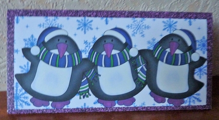 Blue and Purple Sparkly Penguins Money Wallet by Anne Jackson