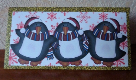 Red and Gold Sparkly Penguins Money Wallet by Anne Jackson