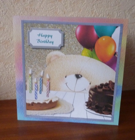 Forever friends bear with birthday cakes and balloons by Anne Jackson