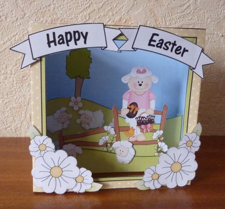 3D Easter Shadow Box Card Mini Kit  - Cute Little Easter Lamb by Anne Jackson