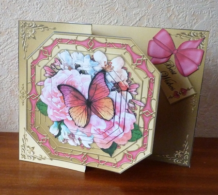 3D Shaped No-Hole Fold Back Pretty Floral Card with Pyramage Mini Kit  -  Butterfly Bouquet by Anne Jackson