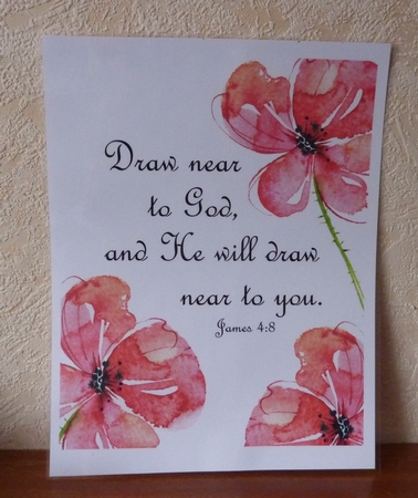Printable wall decor 8x10 Draw Near To God scripture christian word art watercolor print by Anne Jackson
