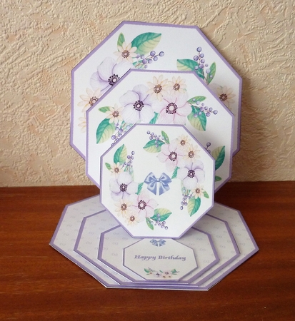 Anemone octagonal triple easel card with matching envelope by Anne Jackson