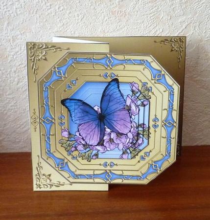 3D Shaped No-Hole Fold Back Pretty Floral Card with Pyramage Mini Kit  -  Butterfly & Flowers  by Anne Jackson