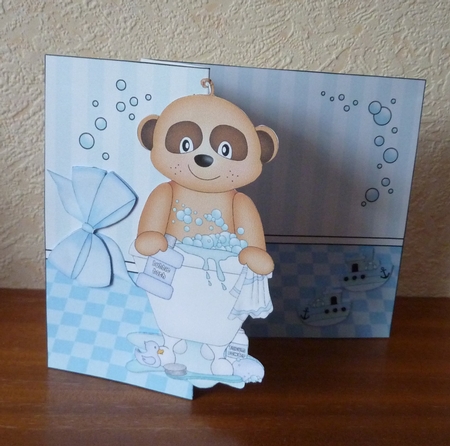 3D Shaped No-Hole Fold Back Card Kit - Bathtub Buddies - Cute Little Meerkat Alexis by Anne Jackson