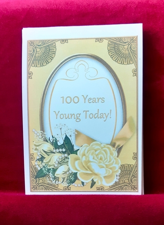 Lemon Rose 100 Years Young 7x5in Oval Decoupage Topper by Anne Jackson