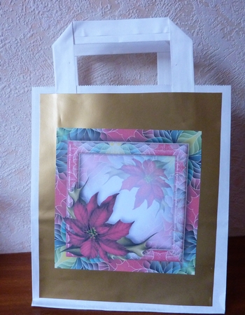 Art Nouveau Bright Christmas - Red Poinsettias 8x8 by Anne Jackson