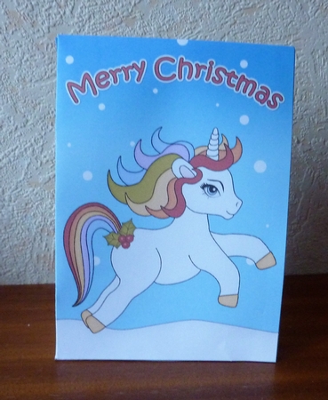 3D Christmas Gift Bag Mini Kit - Cute Little Unicorn Rainbow  by Anne Jackson