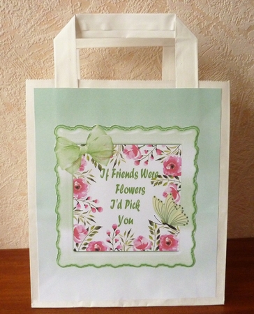 If Friends were Flowers!, Green bow in scalloped frame by Anne Jackson