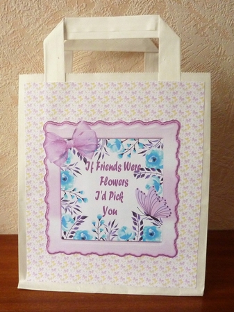 If Friends were Flowers!, Lilac bow in scalloped frame by Anne Jackson