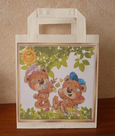 Cute pair of teddy bears playing with leaves 8x8 by Anne Jackson
