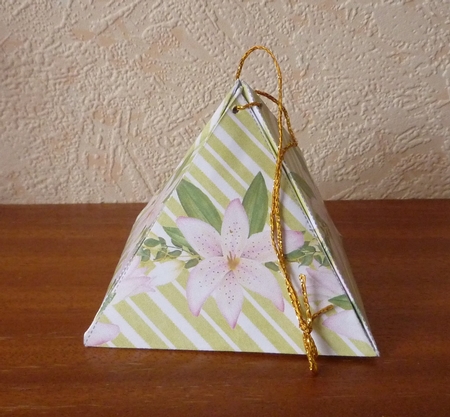 Folded Triangle Box - Lily on Green Stripe by Anne Jackson