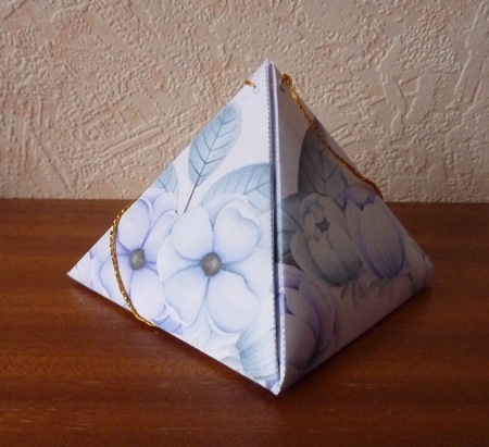 Folded Triangle Box - Purple Floral Wreath by Anne Jackson