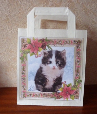 Gorgeous Grey & White Kitten Christmas 6x6 by Anne Jackson