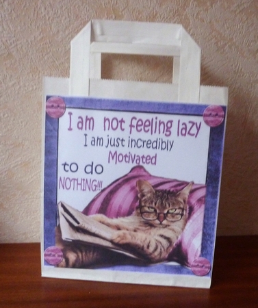 Lazy kitty in armchair not motivated 8x8 (pink) by Anne Jackson
