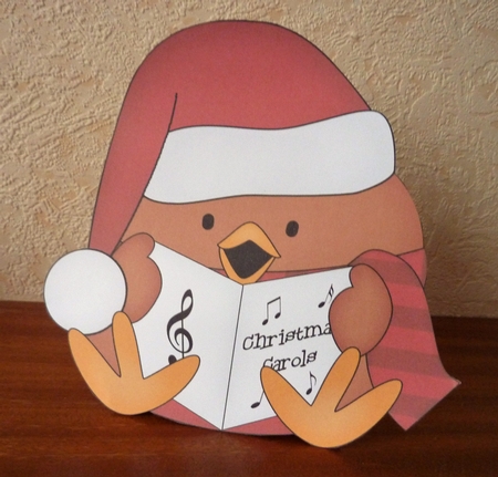 3D Christmas Treat Box Gift Set Mini Kit - Bobbin Robin is Carol Singing by Anne Jackson