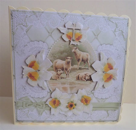 Easter Card Front with Sheep Kit-1 by Anne Jackson