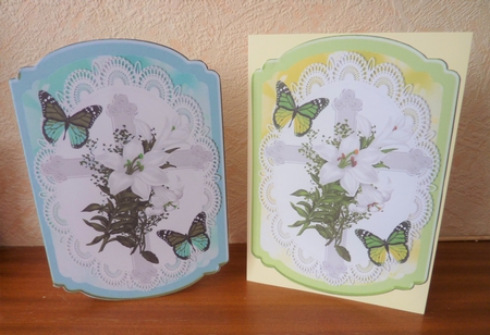 4 Lovely silver crosses with lilies bracket cards mini kit by Anne Jackson