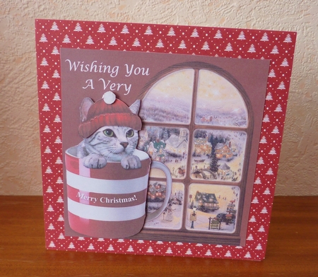 Silver Tabby Christmas Kitten Cat In A Mug by Anne Jackson