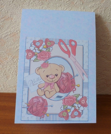 Cute Teddy Bear Knitting Card Front by Anne Jackson