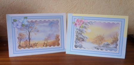 Misty Morning and Winter scene  card toppers by Anne Jackson