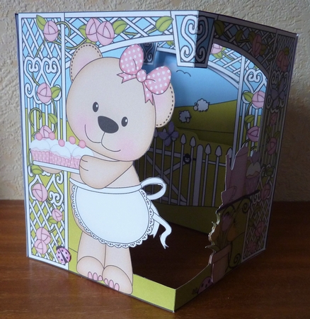 3D Triangle Shadow Box Scene it Card Kit - Livvy Bear has Cupcakes by Anne Jackson