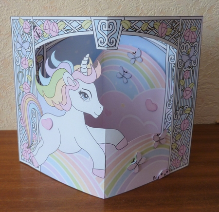 3D Triangle Shadow Box Scene it Card Kit - Cute Little Unicorn Rainbow  by Anne Jackson