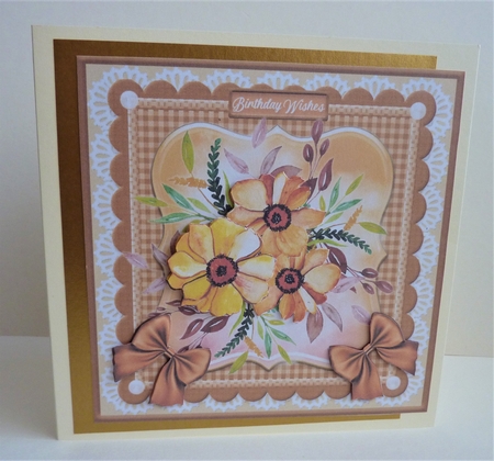 Blooms on Bordered Lace Card Topper - Design 15 by Anne Jackson