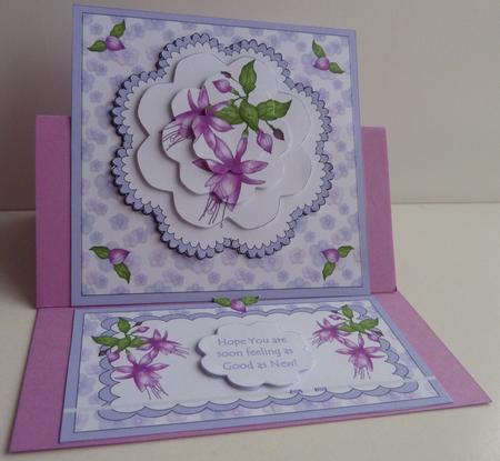 Fuschia Easel Card-birthday/get Well with Frilled Stacker by Anne Jackson