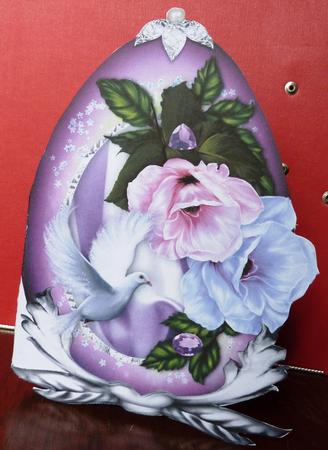 White Dove Among the Roses Easter Egg - Shaped Cut & Fold by Anne Jackson