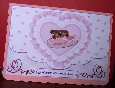 Patch Puppy Pink Mothers Day Card Front by Anne Jackson